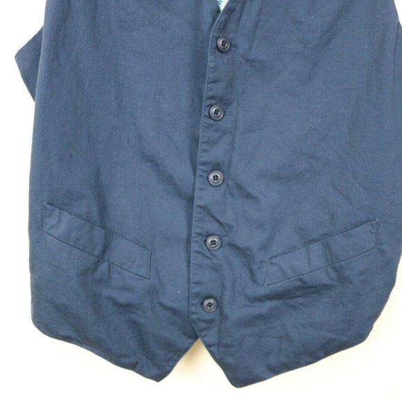 Cubavera Mens Vest Buttons Pockets Adjustable Navy - Picture 3 of 5